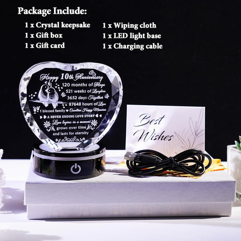 Crystal Heart Keepsake Gift for wife & husband